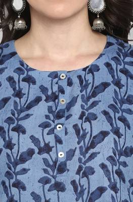 Janasya Blue printed cotton kurta 5