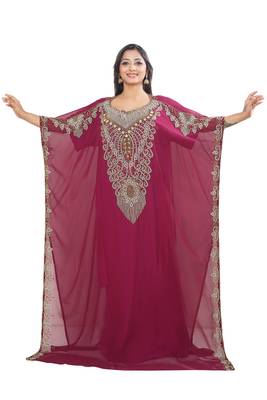 Sale Islamic Dubai Moroccan Kaftan Arabic Abaya Maxi Hand Beaded Caftan Farasha 1