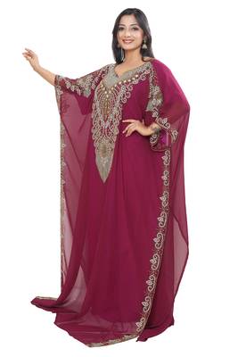 Sale Islamic Dubai Moroccan Kaftan Arabic Abaya Maxi Hand Beaded Caftan Farasha 3