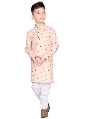 Pink printed satin boys-kurta-pyjama 1