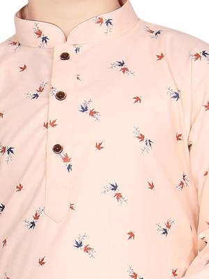 Pink printed satin boys-kurta-pyjama 4