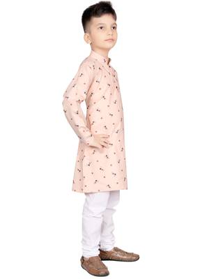 Pink printed satin boys-kurta-pyjama 5