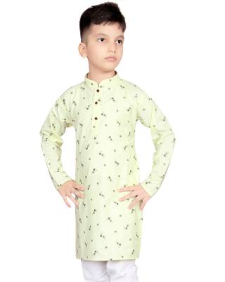 Green printed satin boys-kurta-pyjama 2