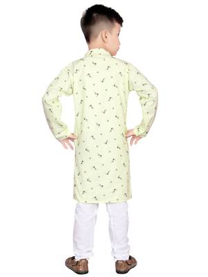 Green printed satin boys-kurta-pyjama 3