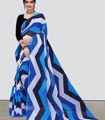 Multicolor printed georgette saree with blouse