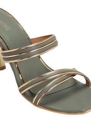 Trends & Trades Women Olive Square Toe Slim Heels 3