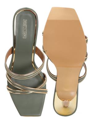 Trends & Trades Women Olive Square Toe Slim Heels 5