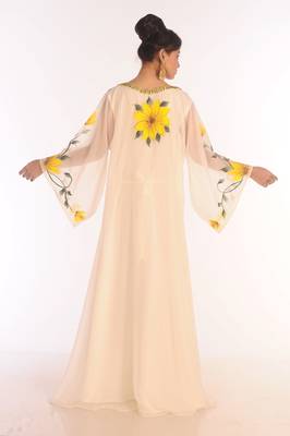 Royal Moroccan Ethnic Maxi Abaya Islamic Kaftan Beach Fancy Modern Floor Length Long Sleeve For Women Dress 5