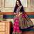 navy blue pink woven art silk saree with blouse with belt