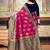 navy blue pink woven art silk saree with blouse with belt