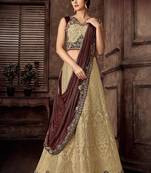 Cream embroidered silk saree with blouse