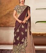 Maroon embroidered silk saree with blouse