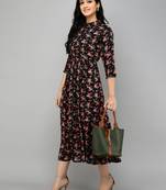 Black Floral Flared Dress