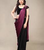 Wine hand woven crepe saree with blouse