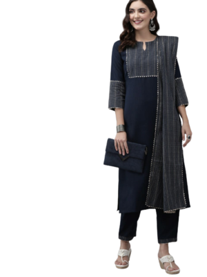 RF 1173 Navy Blue Kurti Pant Duptta 1