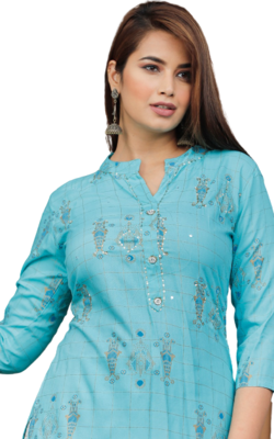  Blue Kurti White Pant 3