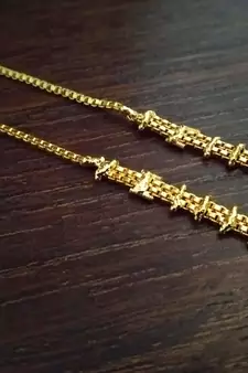 Designer 1 line gold bridal earchain or ear support earrings for wedding