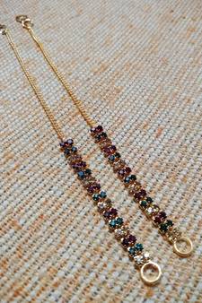 Designer 1 line Gold Multi Diamond Bridal earchain or ear support earrings for Wedding