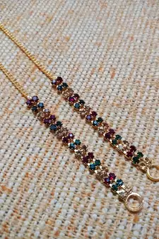 Designer 1 line Gold Multi Diamond Bridal earchain or ear support earrings for Wedding