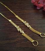 Designer 1 line Gold Bridal pearl earchain or ear support earrings for Wedding