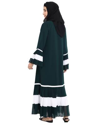 Green plain crepe abaya 2