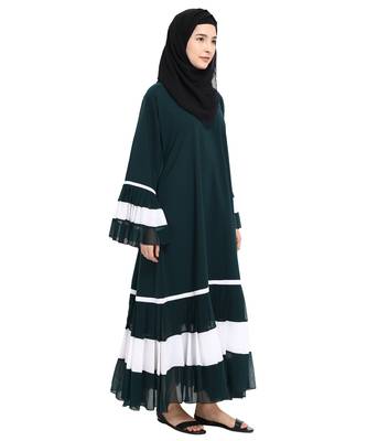 Green plain crepe abaya 3