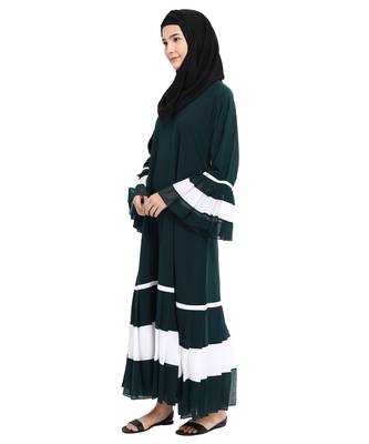 Green plain crepe abaya 4