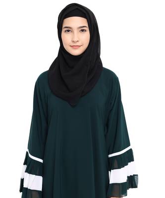 Green plain crepe abaya 5