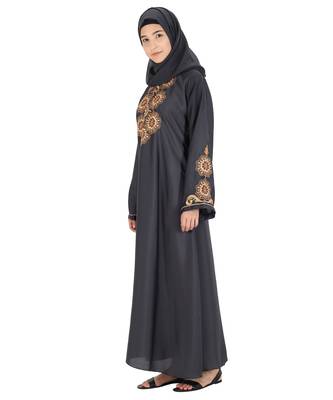 Grey embroidered nida abaya 3