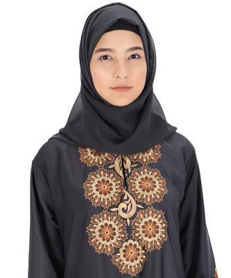 Grey embroidered nida abaya 5