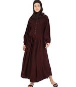 Maroon plain crepe abaya