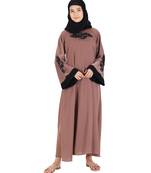 Beige embroidered nida abaya