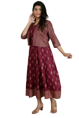  Maroon Kurti With Jacket 1