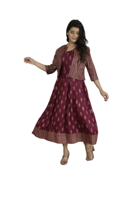  Maroon Kurti With Jacket 3