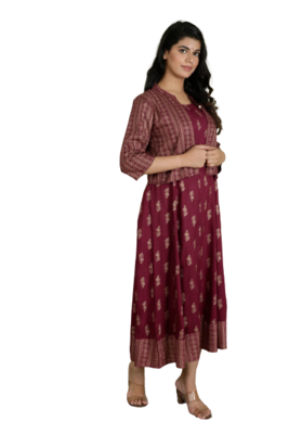  Maroon Kurti With Jacket 4