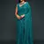 Teal blue Thread and multiple sequins embroidered Georgette Designer Saree
