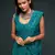 Teal blue Thread and multiple sequins embroidered Georgette Designer Saree