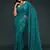 Teal blue Thread and multiple sequins embroidered Georgette Designer Saree