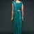 Teal blue Thread and multiple sequins embroidered Georgette Designer Saree
