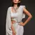 Pearl white Thread and multiple sequins embroidered Georgette Designer Saree