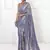 Slate Grey Thread And Multiple Sequins Embroidered Georgette Party Wear Saree