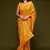 Honey yellow Thread and multiple sequins embroidered Georgette Designer Saree