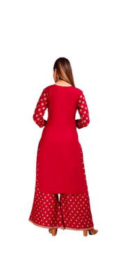 Red Printed Kurti Pant 3