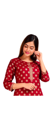  Red Printed Kurti Pant 4