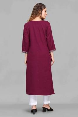 Wine embroidered cotton embroidered-kurtis 2
