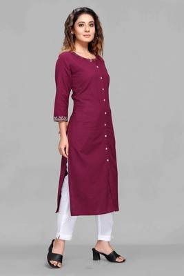 Wine embroidered cotton embroidered-kurtis 3