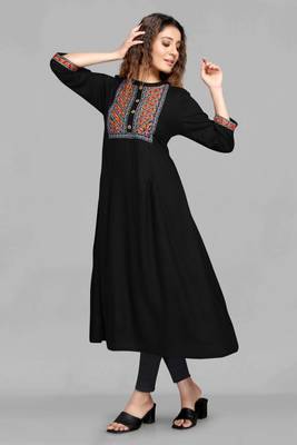 Black embroidered rayon embroidered-kurtis 3