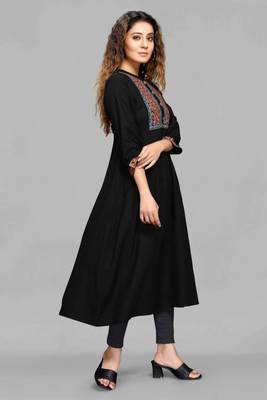 Black embroidered rayon embroidered-kurtis 4