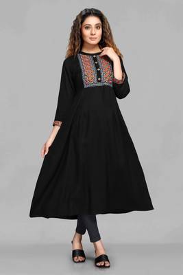 Black embroidered rayon embroidered-kurtis 5