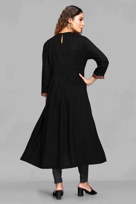 Black embroidered rayon embroidered-kurtis 1